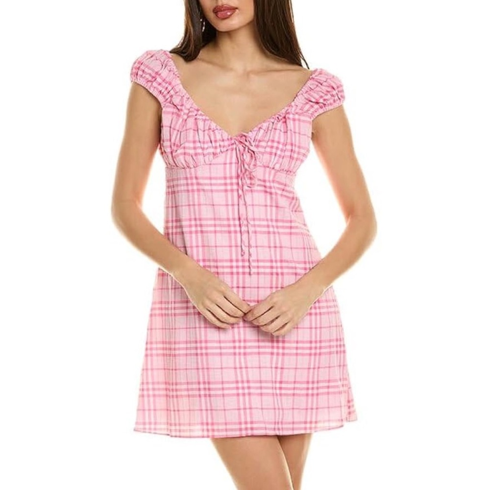 Wayf Pink Plaid Dress